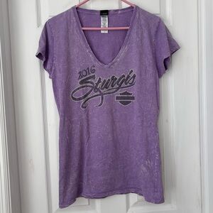 Harley Davidson Sturgis 2016 Purple Vneck Tshirt